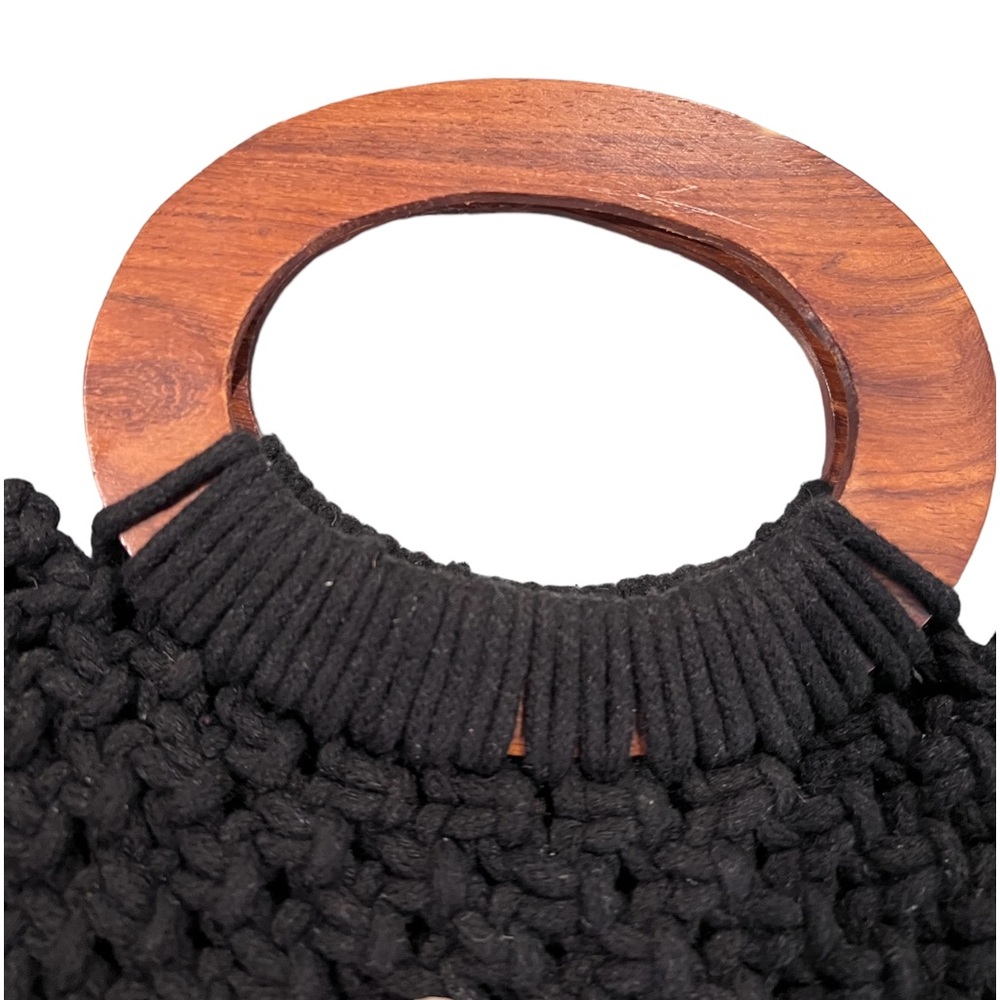 Macrame Danielle Nicole Handbag Black Woven Purse - image 7